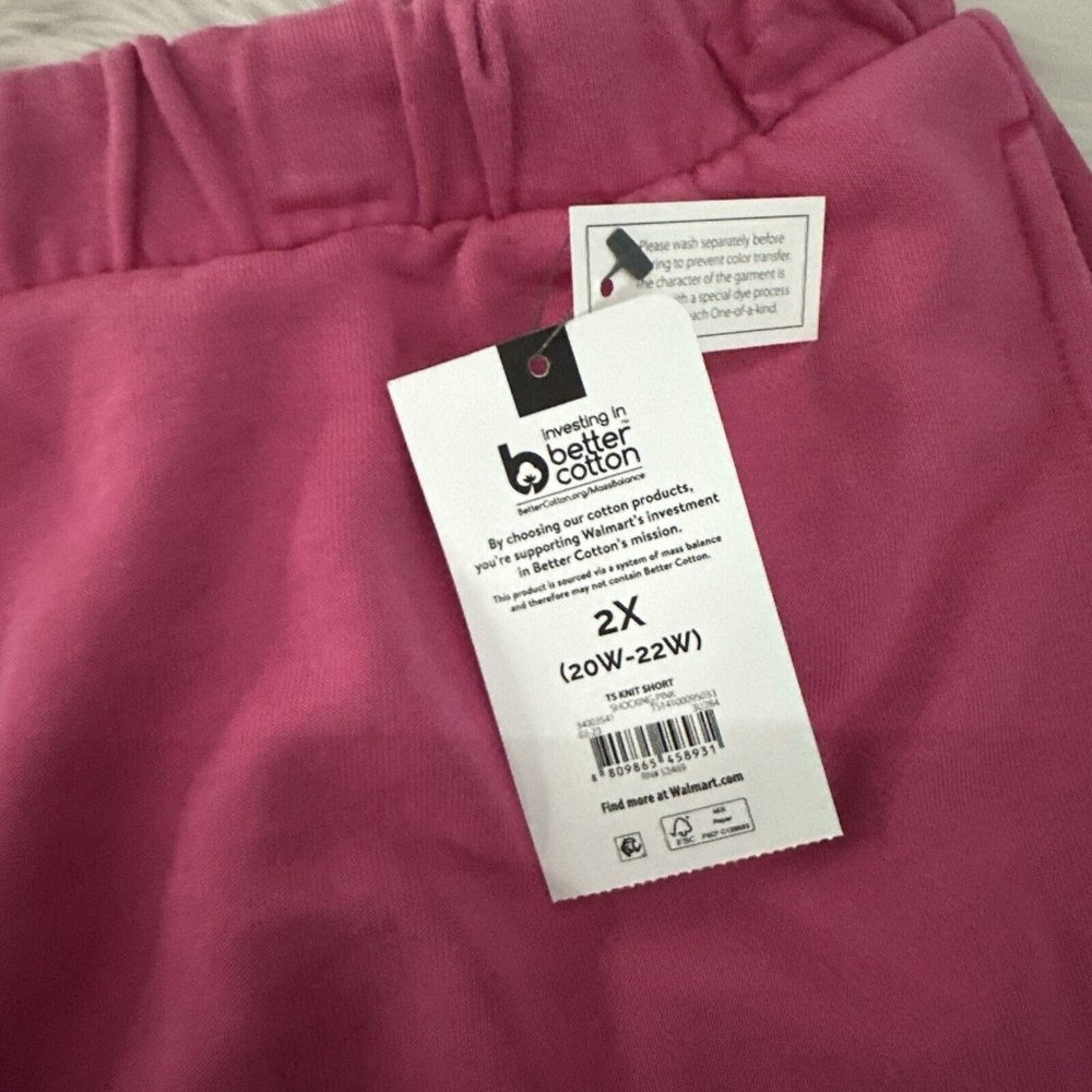 Terra & Sky womens NWT pink knit sweat shorts 2X 20W-22W elastic waist comfort - Picture 4 of 12